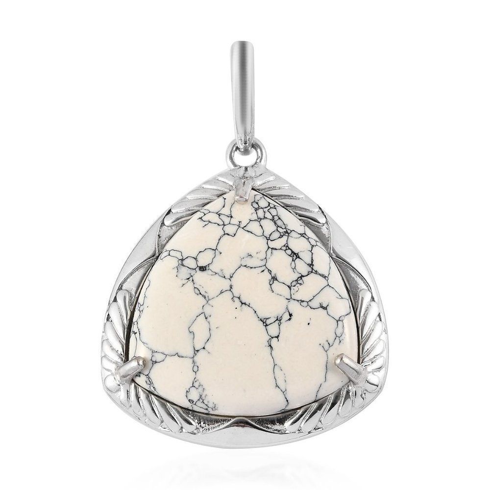 Howlite Solitaire Pendant in Natural Bronze White 35.10 ctw